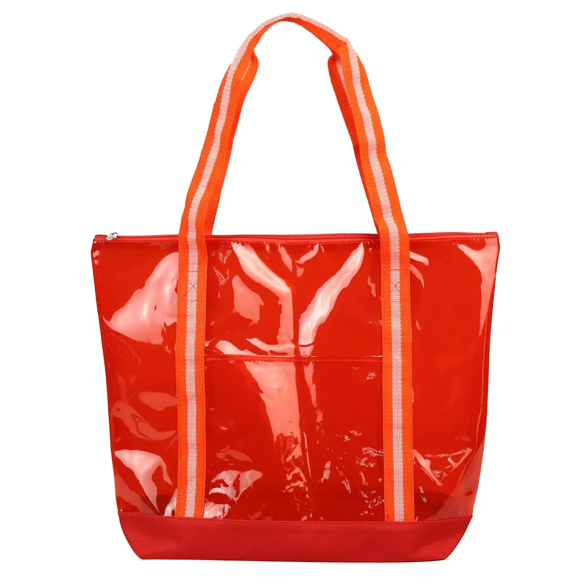 [LS-TPU606- Red] Clear Tote Bag with Zipper (Red)