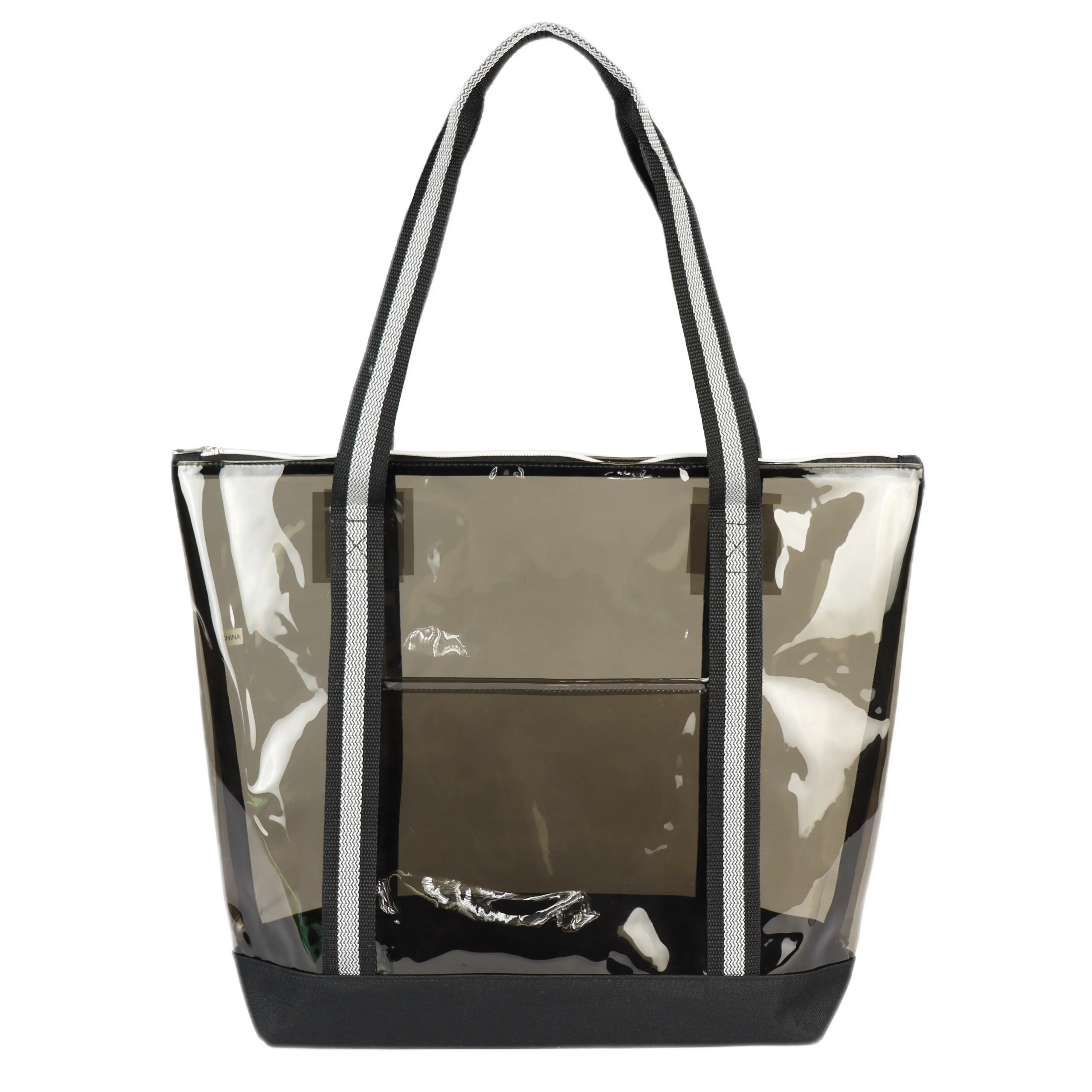 [LS-TPU606- Smoke] Clear Tote Bag with Zipper (Smoke)