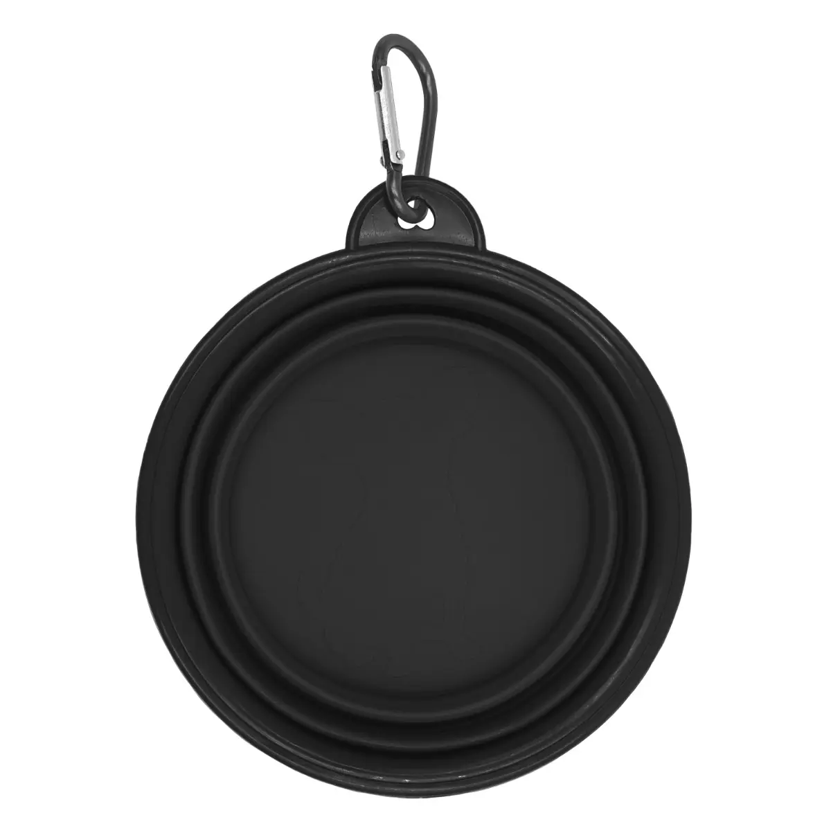 [SL-32- Black] 12 oz Collapsible Silicone Dog Bowl with Carabiner (Black)