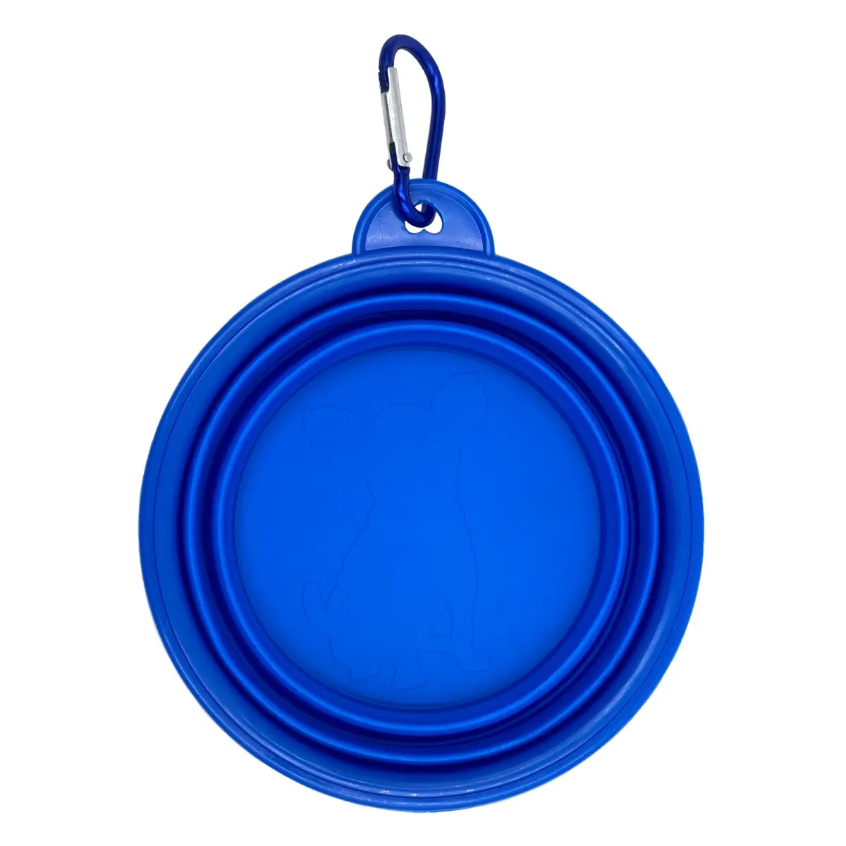 [SL-32- Blue] 12 oz Collapsible Silicone Dog Bowl with Carabiner (Blue)