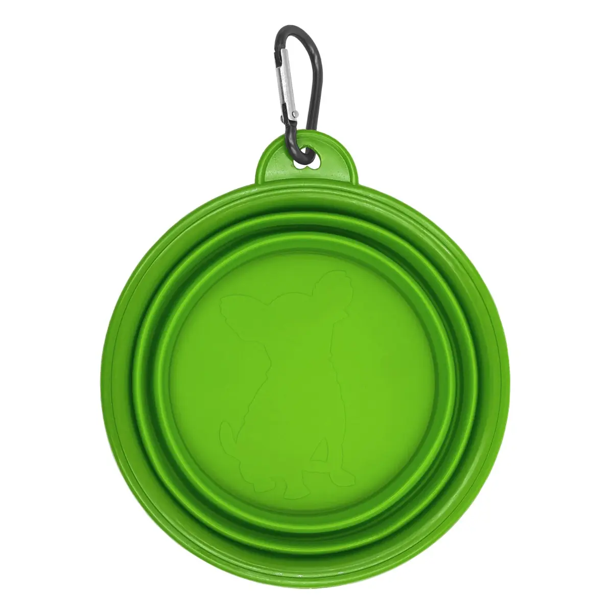 [SL-32- Green] 12 oz Collapsible Silicone Dog Bowl with Carabiner (Green)