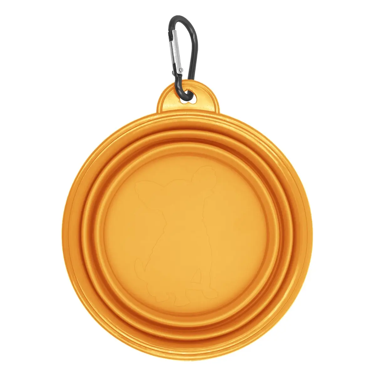 [SL-32- Orange] 12 oz Collapsible Silicone Dog Bowl with Carabiner (Orange)