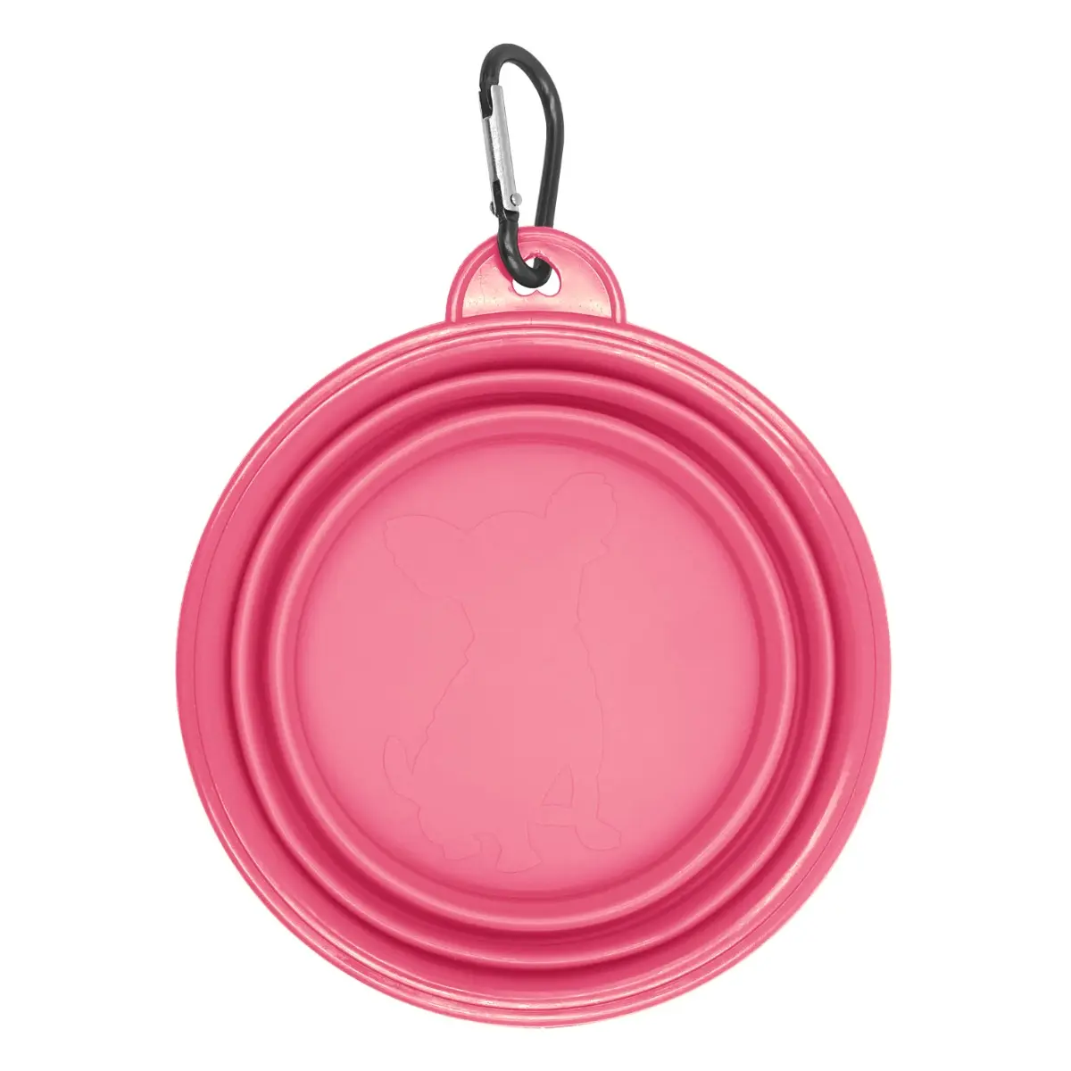 [SL-32- Pink] 12 oz Collapsible Silicone Dog Bowl with Carabiner (Pink)