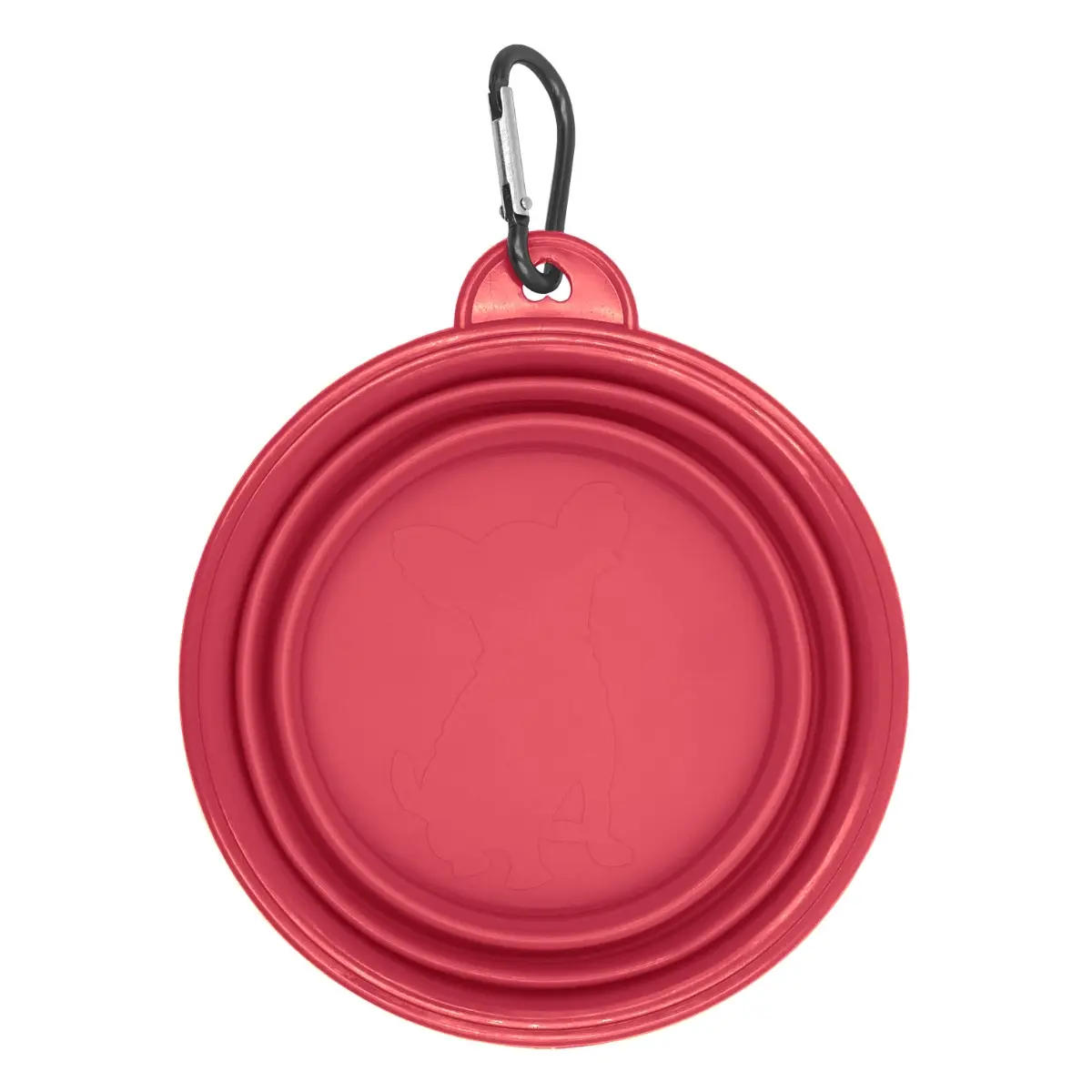[SL-32- Red] 12 oz Collapsible Silicone Dog Bowl with Carabiner (Red)