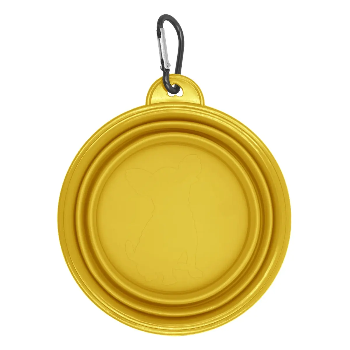 [SL-32- Yellow] 12 oz Collapsible Silicone Dog Bowl with Carabiner (Yellow)