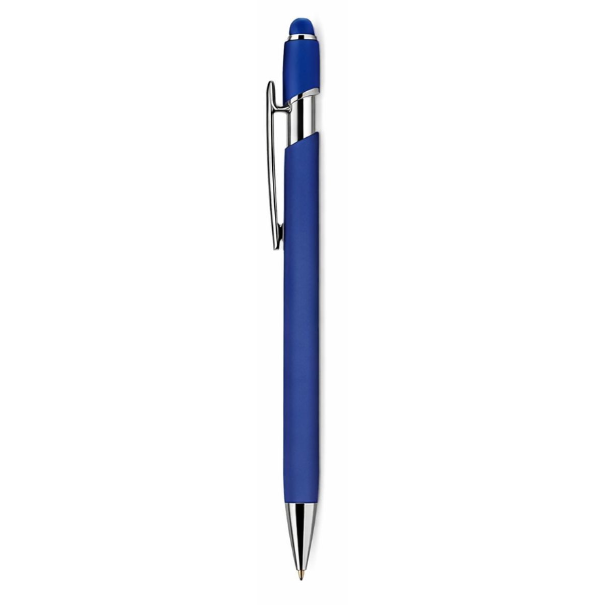 [VPS-10016- Blue] Soft Rubber Finish Click Metal Ballpoint Stylus Pen (Blue)