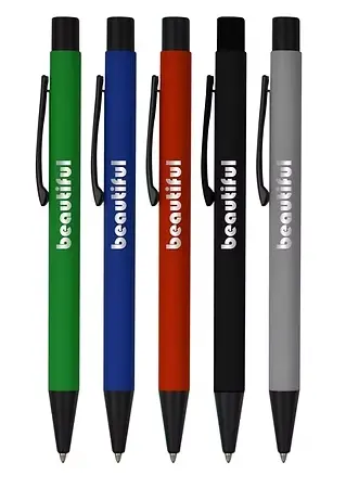 Soft Rubber Click Metal Ballpoint Pen with Chrome