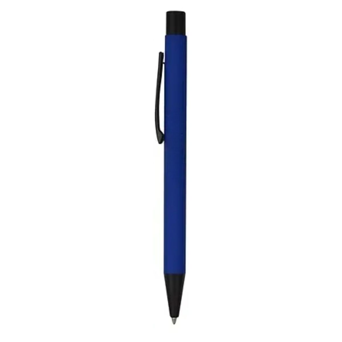 [VPS-10018- Blue] Soft Rubber Click Metal Ballpoint Pen w/Stylus & Chrome (Blue)
