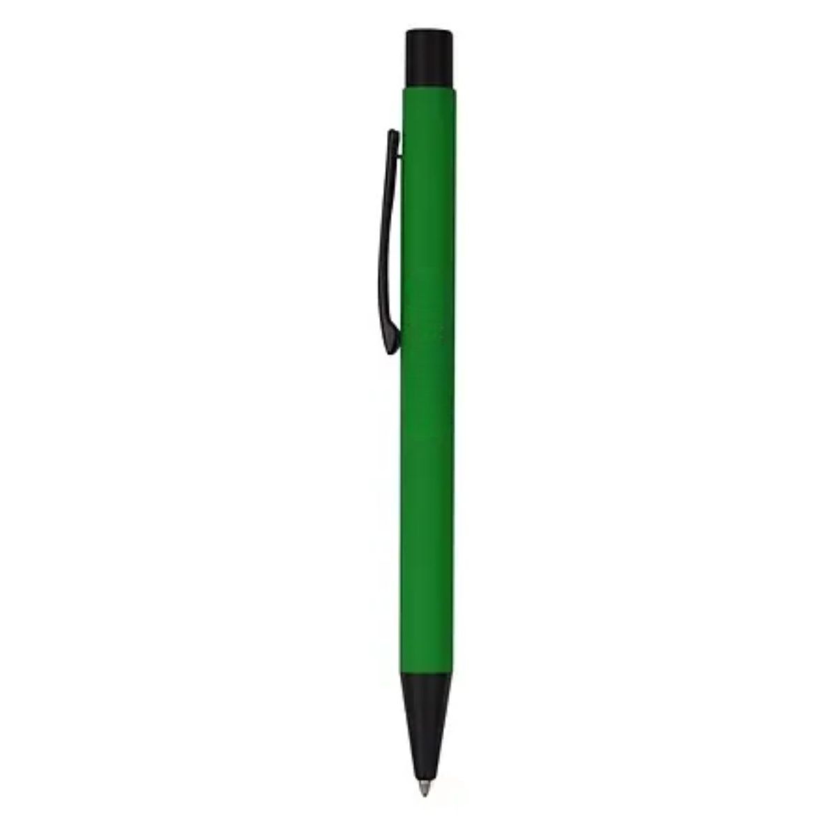 [VPS-10018- Green] Soft Rubber Click Metal Ballpoint Pen w/Stylus & Chrome (Green)