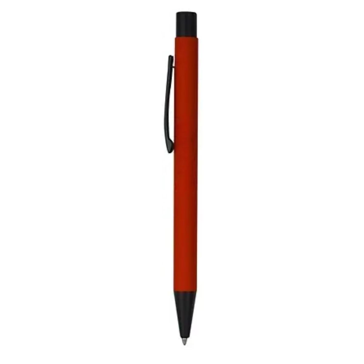 [VPS-10018- Red] Soft Rubber Click Metal Ballpoint Pen w/Stylus & Chrome (Red)