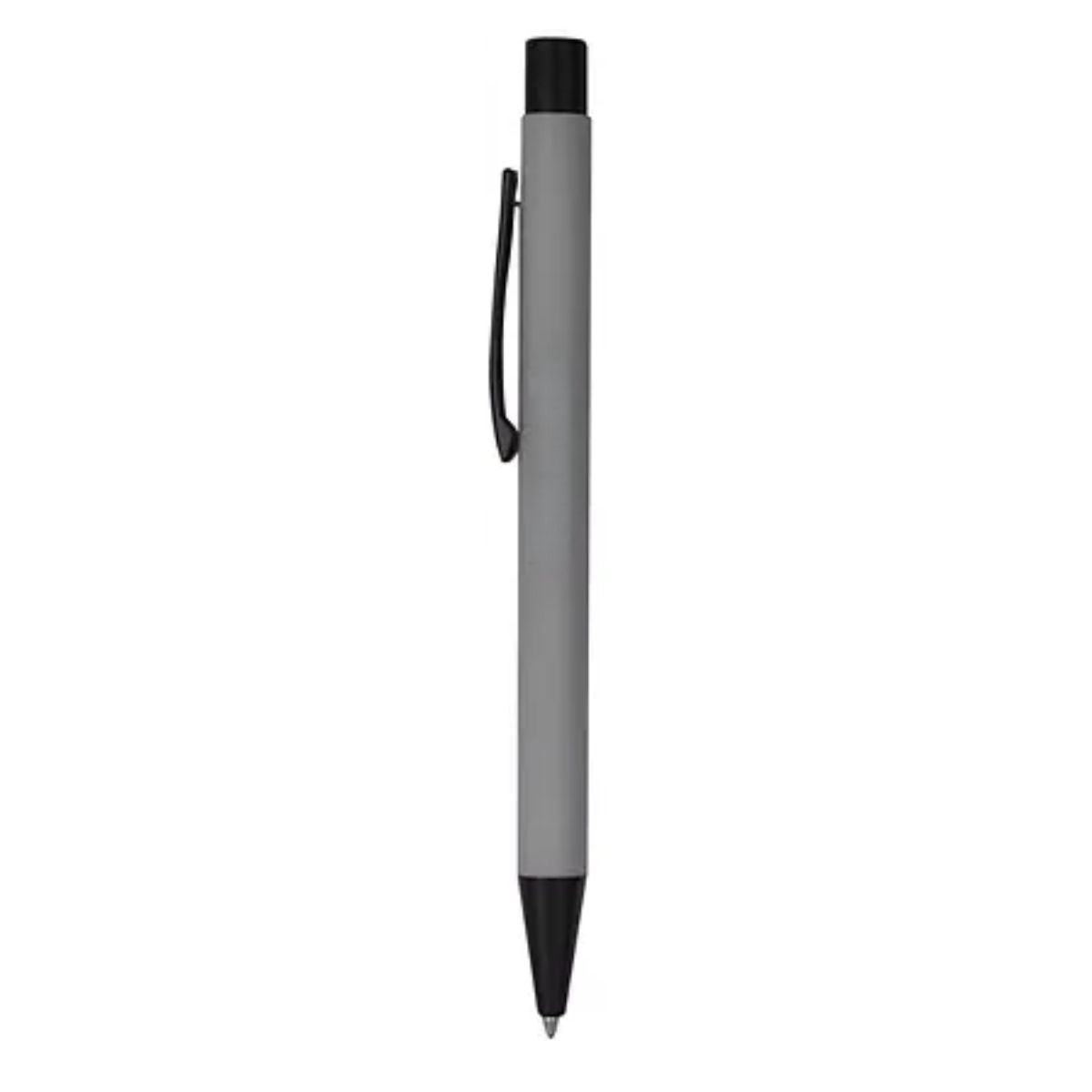 [VPS-10018- Silver] Soft Rubber Click Metal Ballpoint Pen w/Stylus & Chrome (Silver)