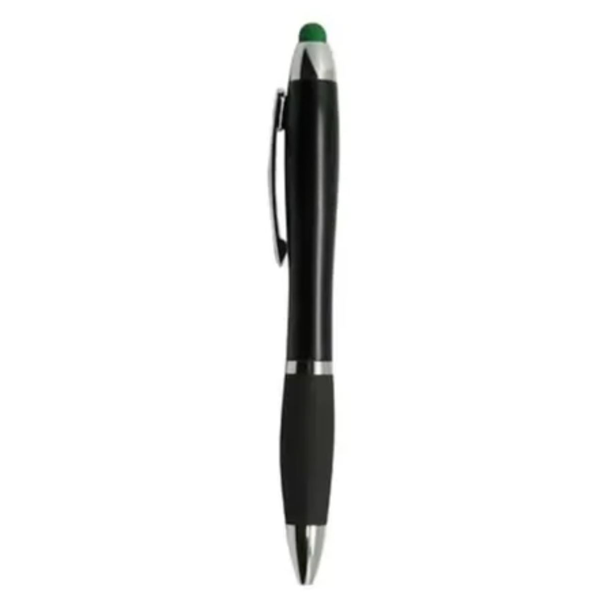 [VPS-10019- Black Green] Curvy Plastic Stylus Pen w/Light UP Engraving (Black Green)