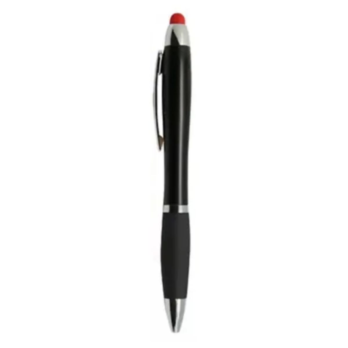[VPS-10019- Black Red] Curvy Plastic Stylus Pen w/Light UP Engraving (Black Red)