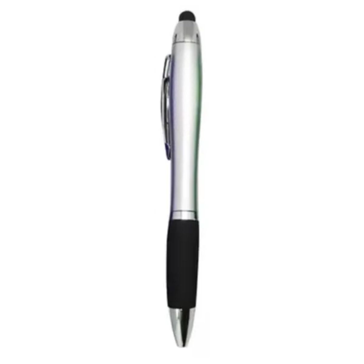 [VPS-10019- Silver] Curvy Plastic Stylus Pen w/Light UP Engraving (Silver)