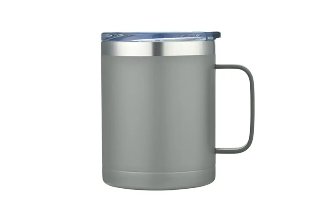 [VPS-181102- Warm Gray] 14oz. Ss Vacuum Camping Mug W/Handle (Warm Gray)