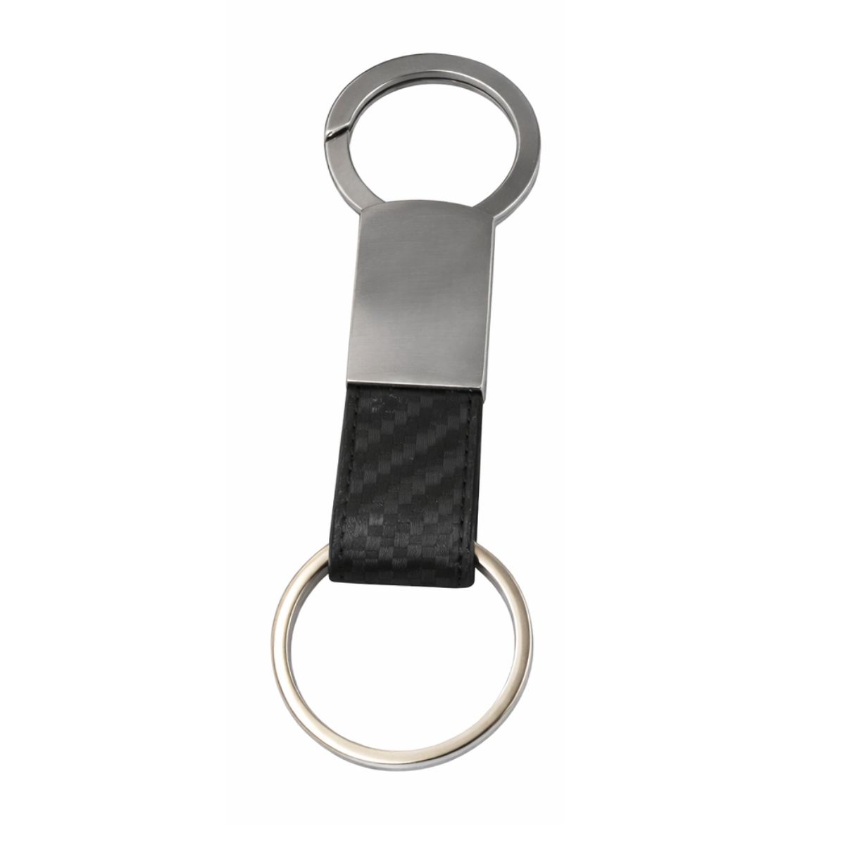 [VPS-20060- Black] Gunmetal Faux Fiber Lether Clip-On Key Chain (Black)
