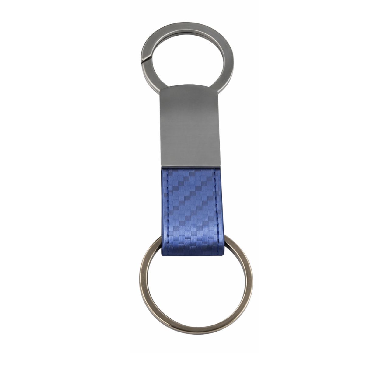 [VPS-20060- Blue] Gunmetal Faux Fiber Lether Clip-On Key Chain (Blue)