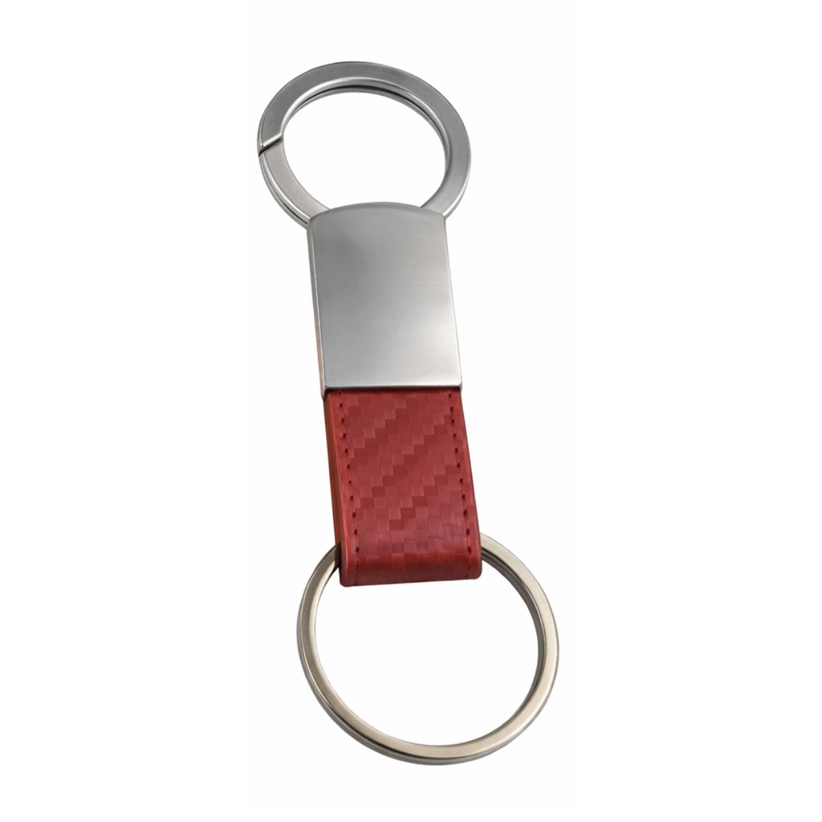 [VPS-20060- Red] Gunmetal Faux Fiber Lether Clip-On Key Chain (Red)
