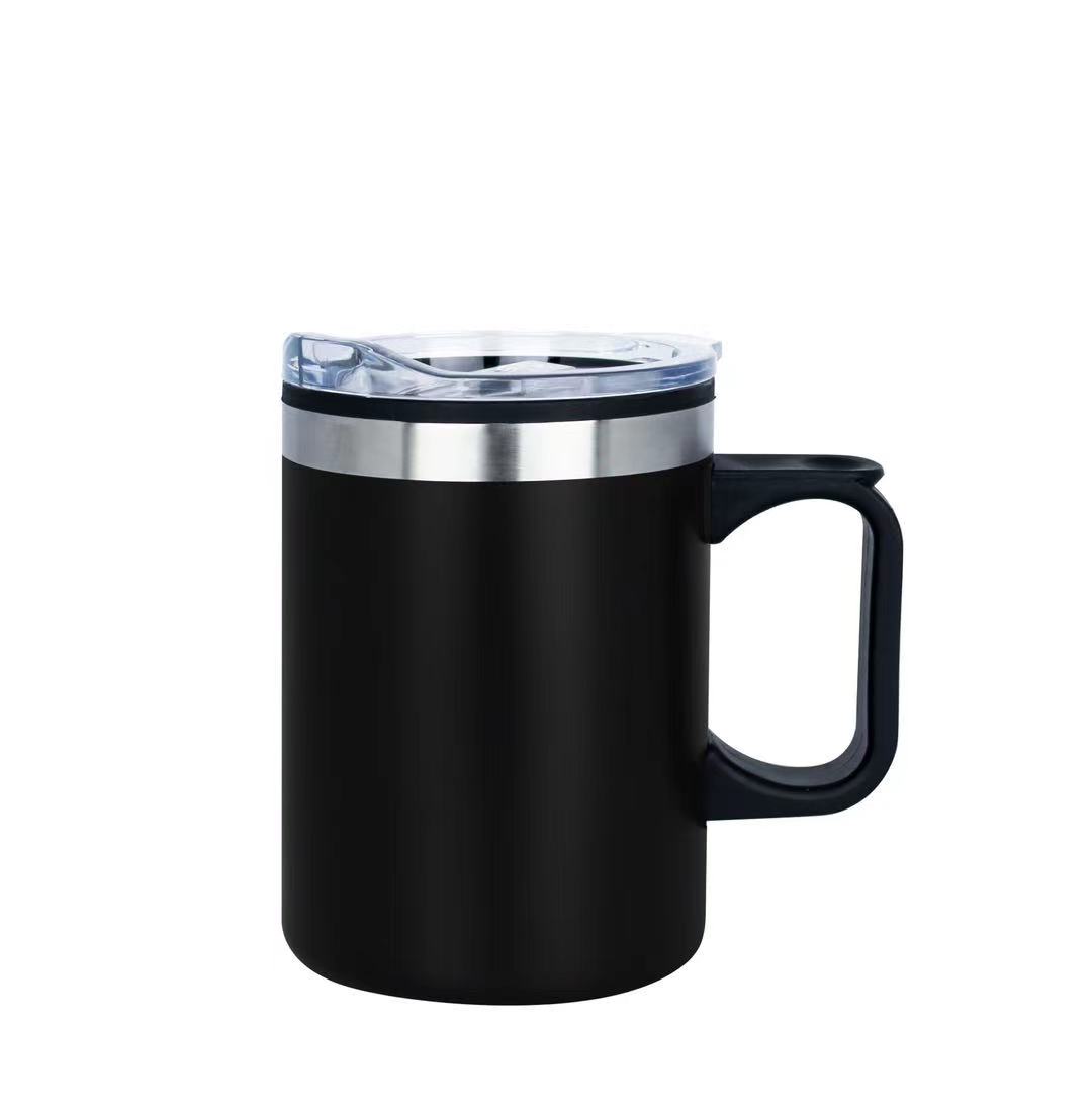 [VPS-210401- Black] 14oz. Stainless Camping Mug W/Handle (Black)