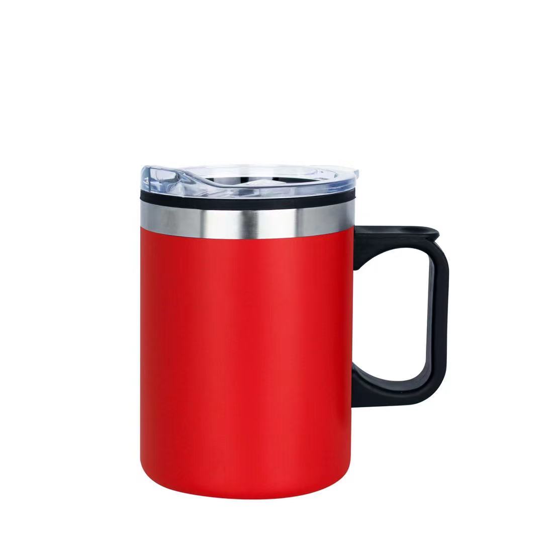 [VPS-210401- Red] 14oz. Stainless Camping Mug W/Handle (Red)