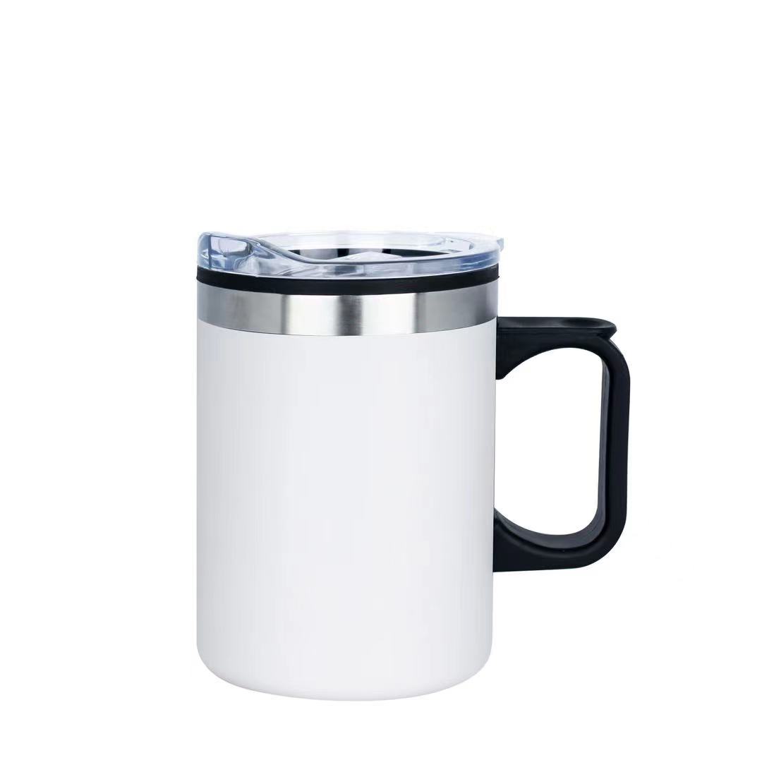 [VPS-210401- White] 14oz. Stainless Camping Mug W/Handle (White)