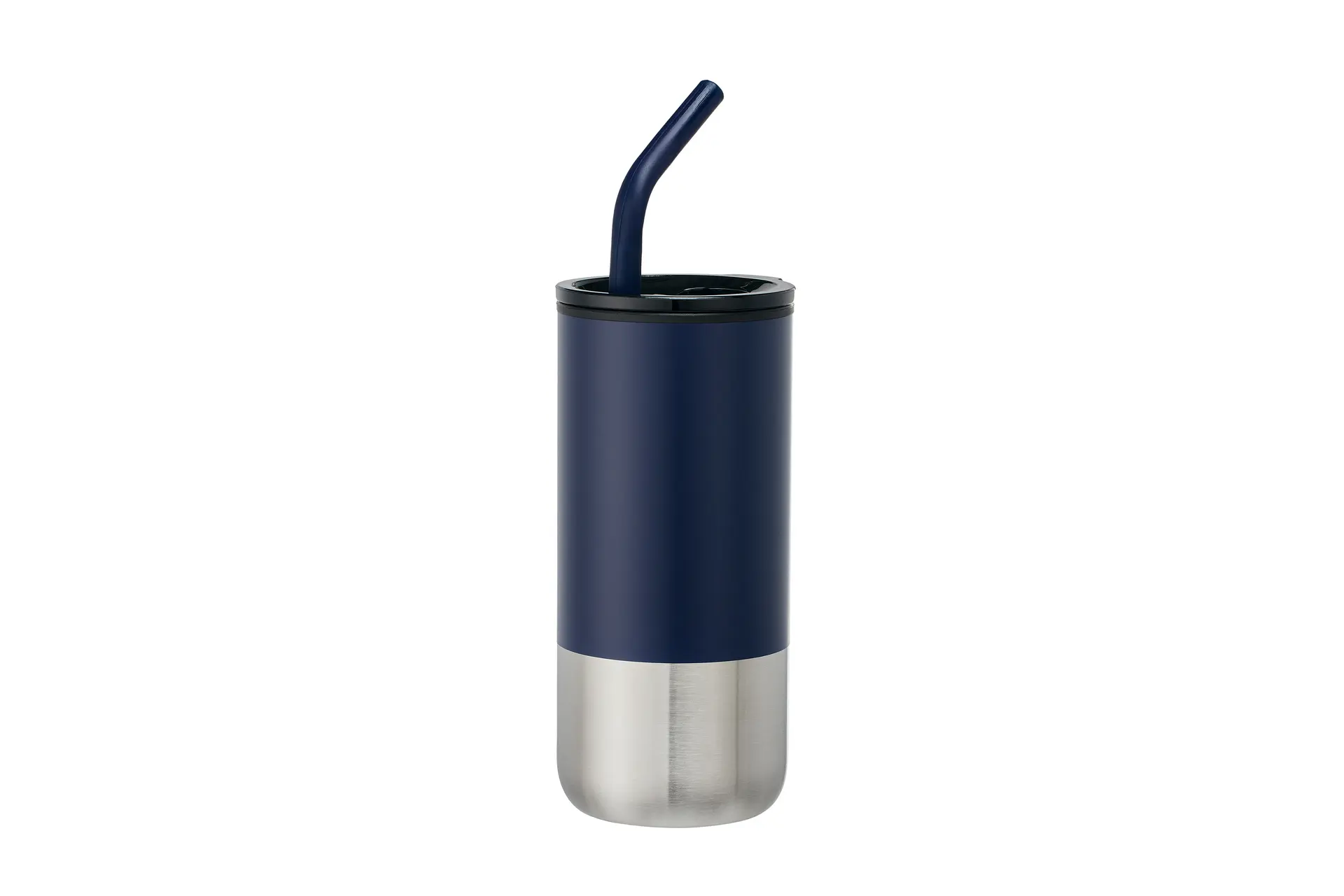 [VPS-221202- Blue] 18oz  Double Wall Plastic Liner, ss straw with silicone tip (Blue)