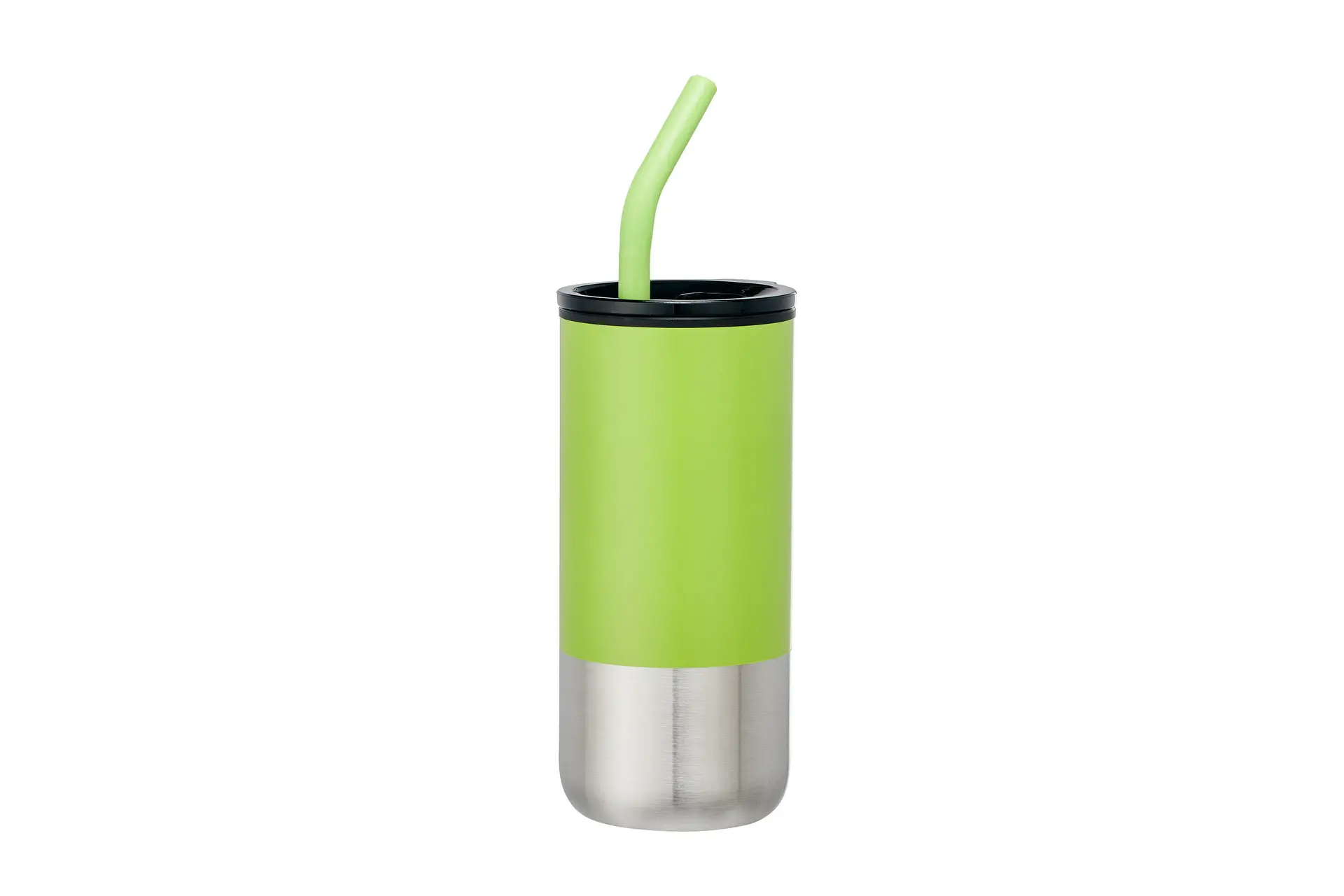 [VPS-221202- Green] 18oz  Double Wall Plastic Liner, ss straw with silicone tip (Green)