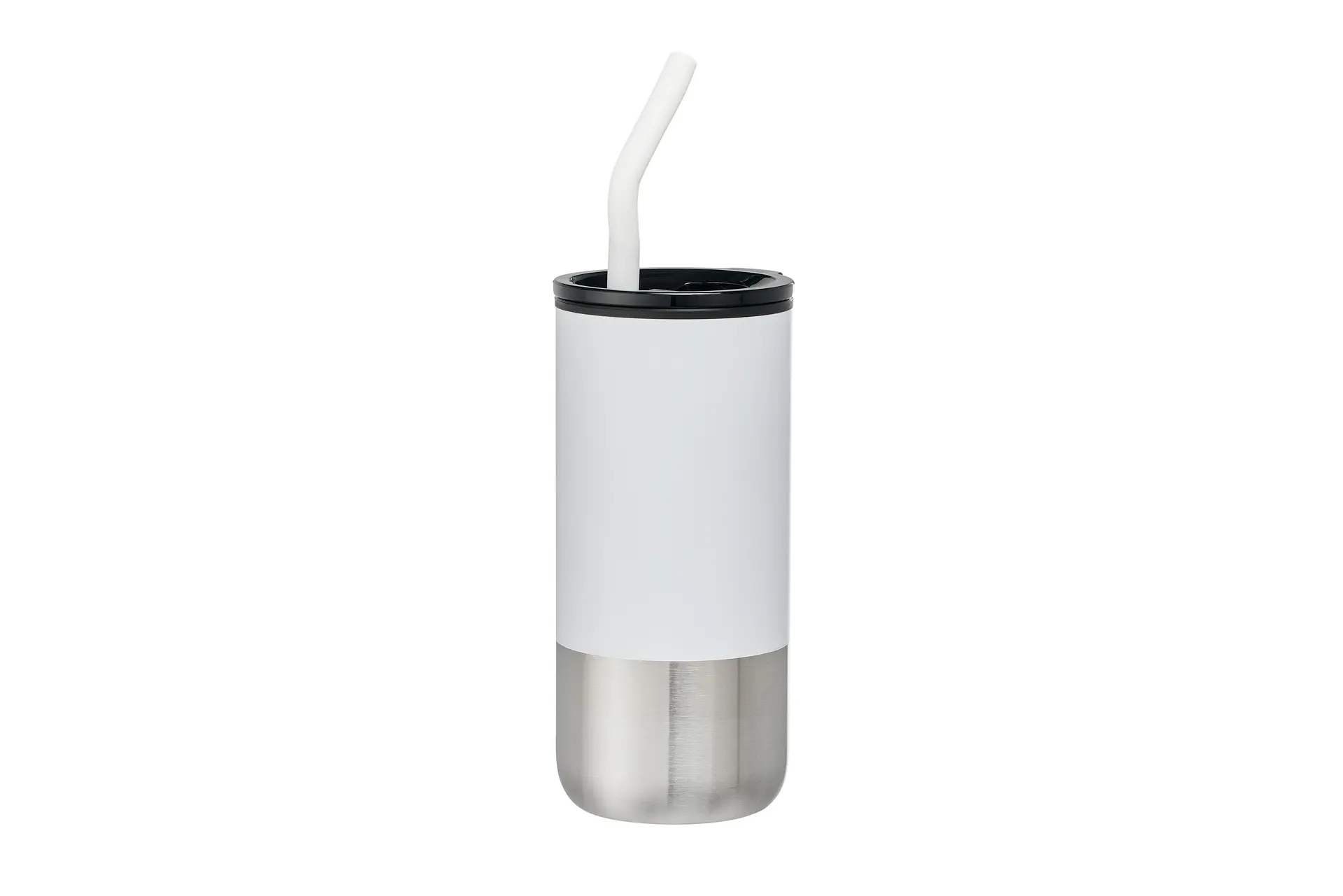[VPS-221202- White] 18oz  Double Wall Plastic Liner, ss straw with silicone tip (White)