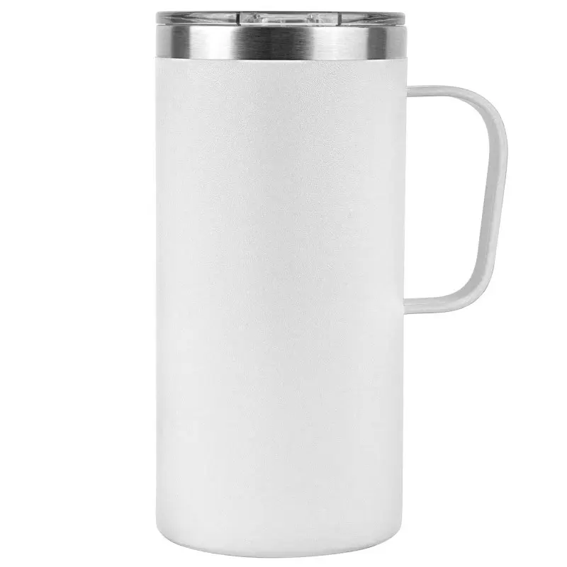 [VPS-221203- White] 20oz.  Vacuum Insulated Tall Mug With Spill-Proof Clear Sip-Lid (White)