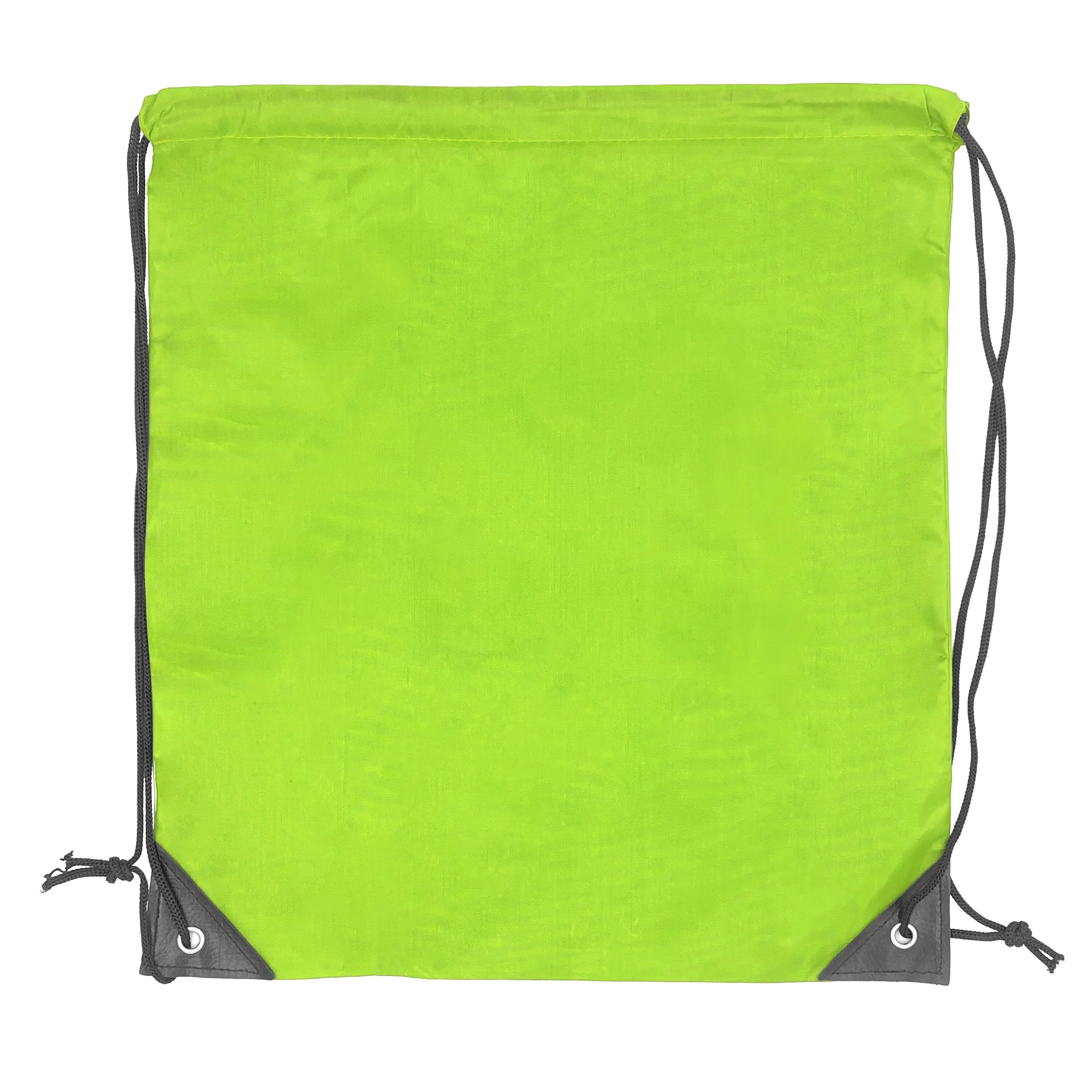 [WJ10869- LG] 210D Polyester Drawstring Bag - (14in W x 17in H) (Lime Green)
