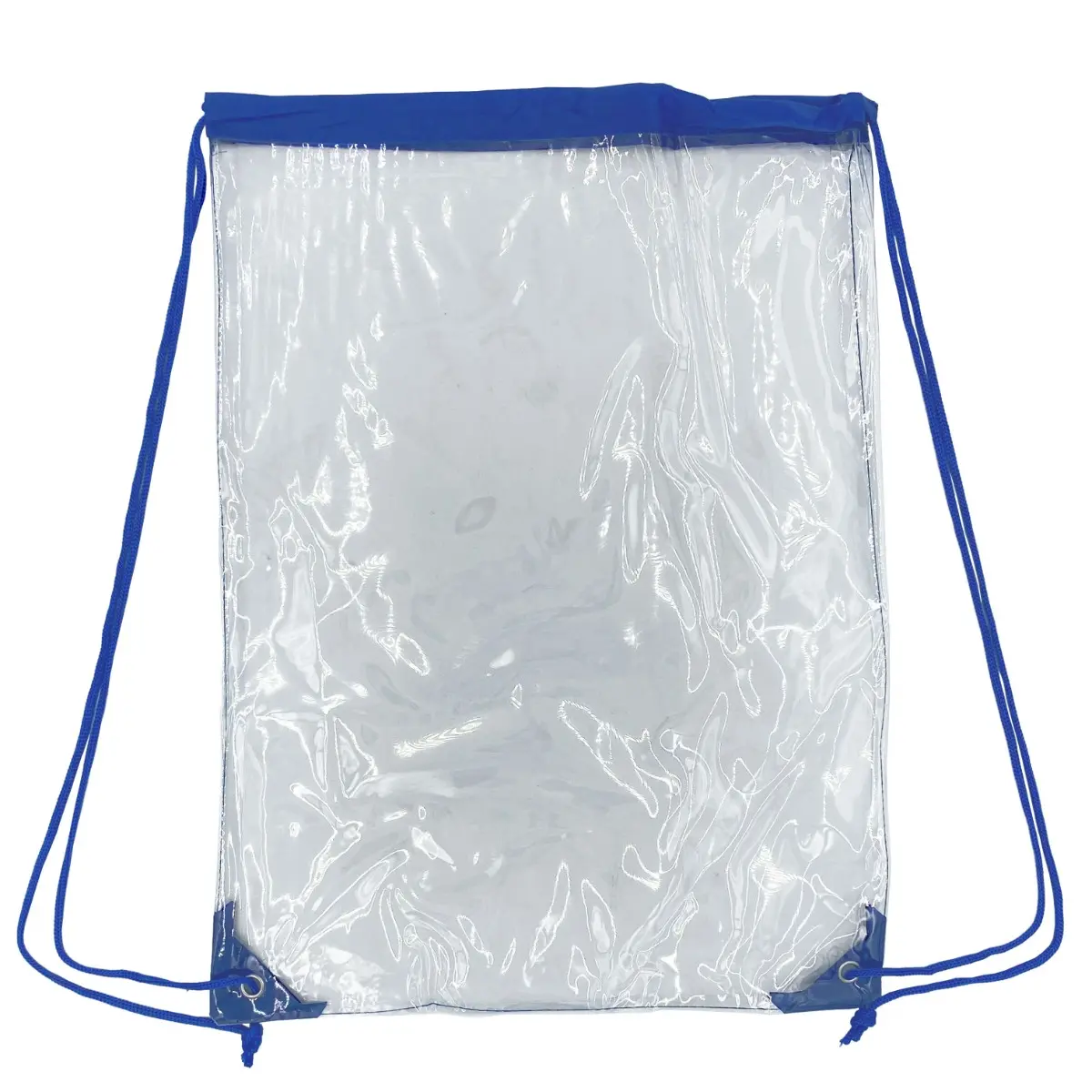 [WJ10880- Blue] Clear Stadium  Drawstring Bag (14in W x 17in H) (Blue)
