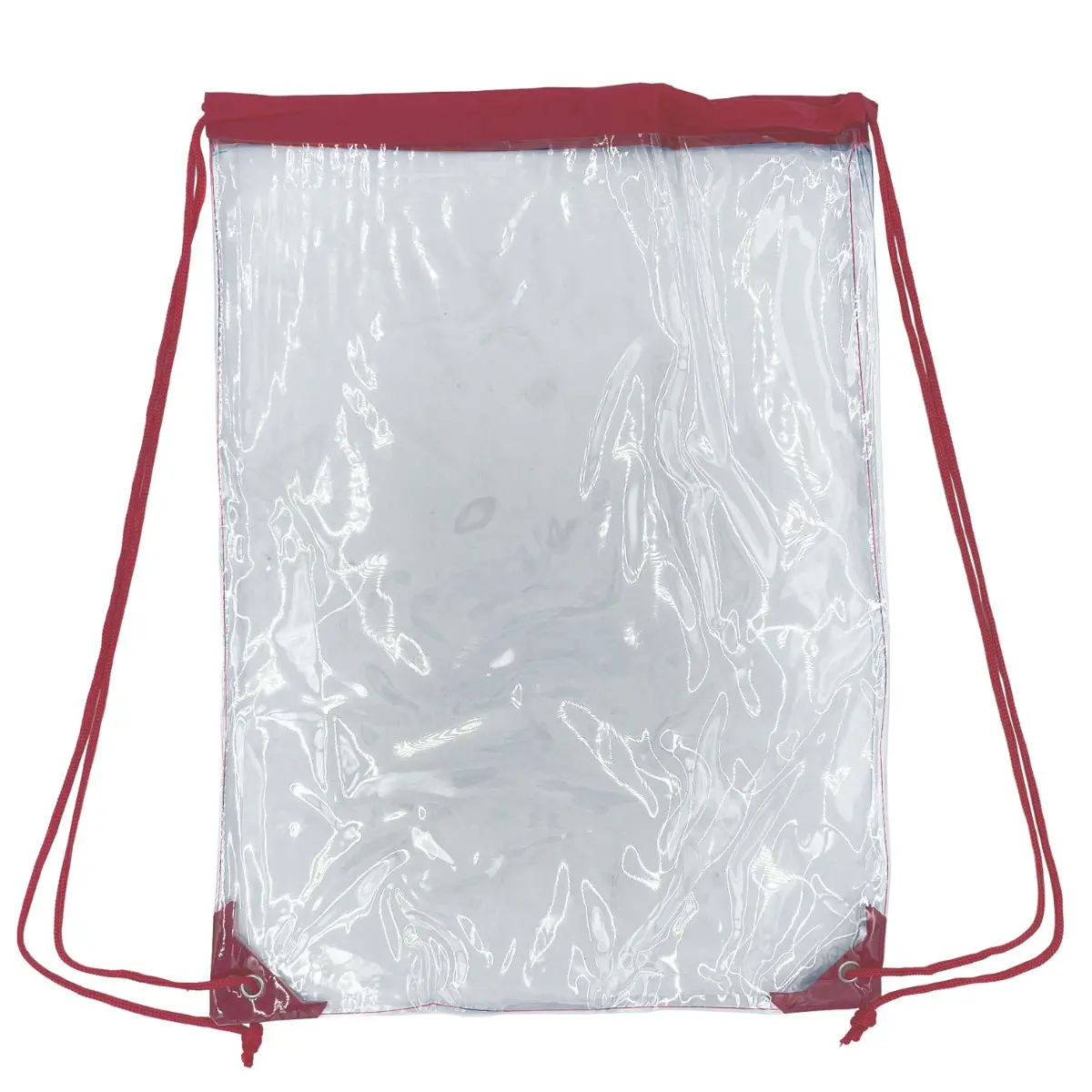 [WJ10880- Red] Clear Stadium  Drawstring Bag (14in W x 17in H) (Red)