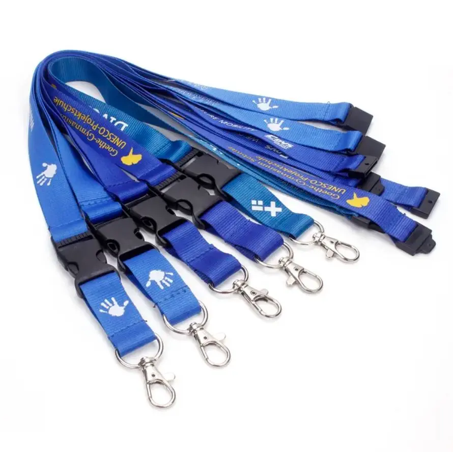 1" x 36" Polyester Silkscreen Lanyard with Safety Breakaway and Buckle Release