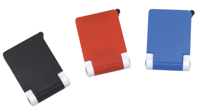 Smartphone stand with stylus and screen cleaner