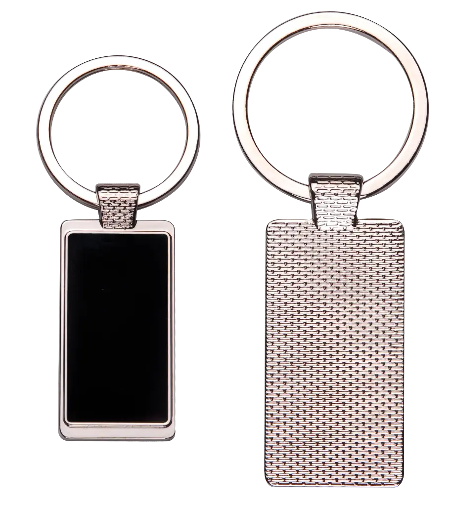 Rectangle Metal Key Chain w/ Dark Reflective Center