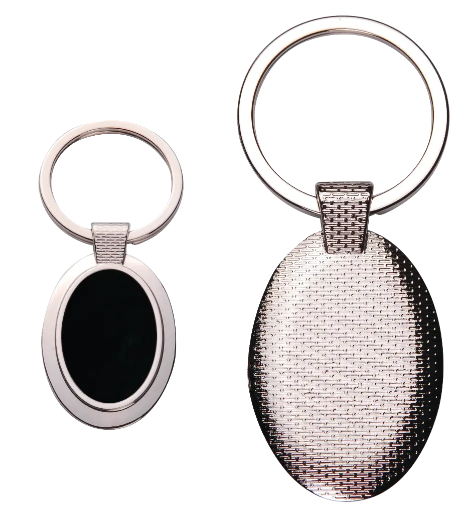 Oval Metal Key Chain w/ Dark Reflective Center