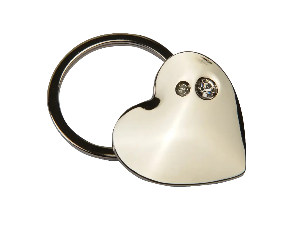 Metal Heart Double Crystal Keychain