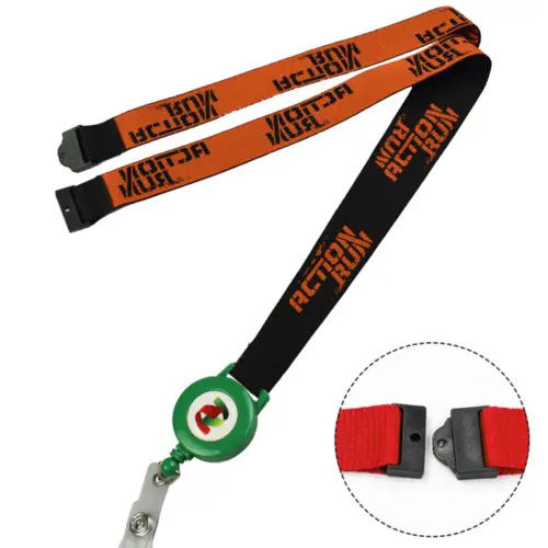 3/8" Woven Lanyard with Retractable Reel and Safety Breakaway