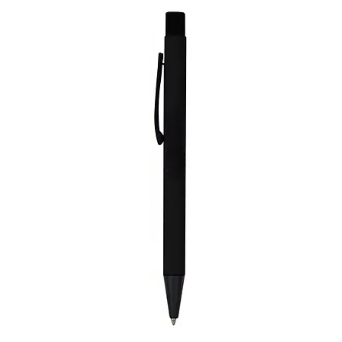 [VPS-10018- Black] Soft Rubber Click Metal Ballpoint Pen w/Stylus & Chrome (Black)