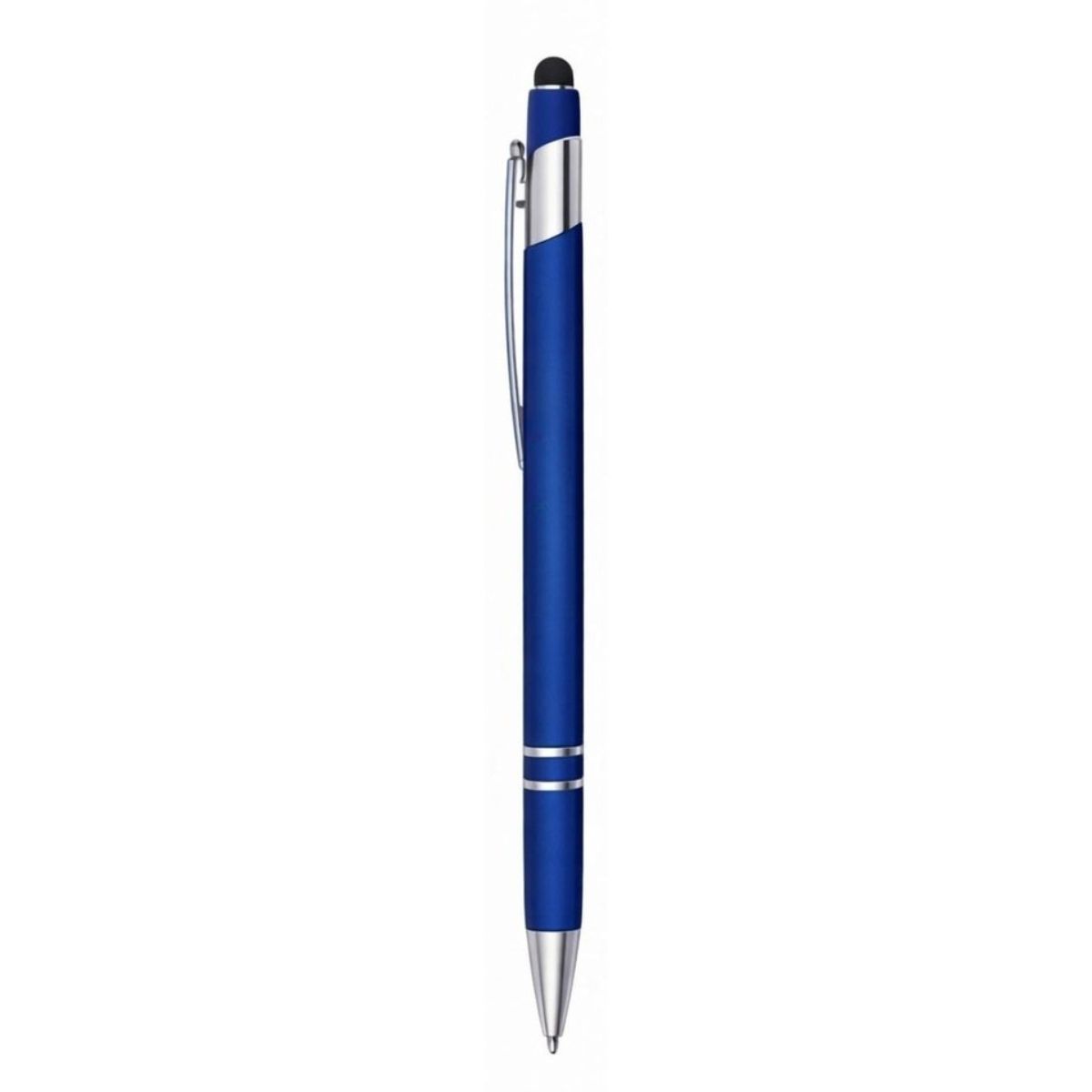 [VPS-10016-1-Blue] Soft Rubber Finish Click Metal Ballpoint Stylus Pen (Blue)