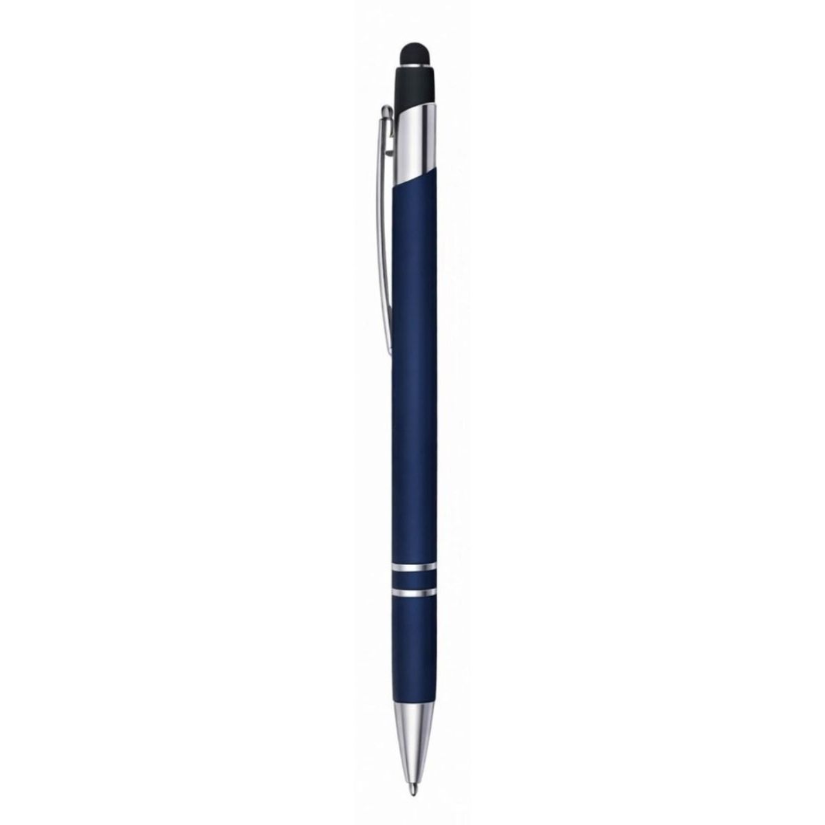 [VPS-10016-1-Navy] Soft Rubber Finish Click Metal Ballpoint Stylus Pen (Navy)