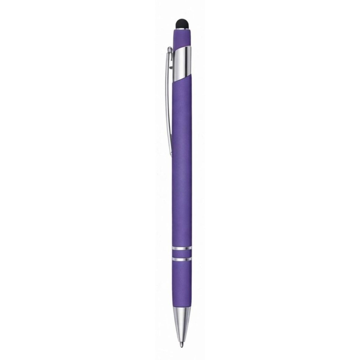 [VPS-10016-1-Purple] Soft Rubber Finish Click Metal Ballpoint Stylus Pen (Puple)