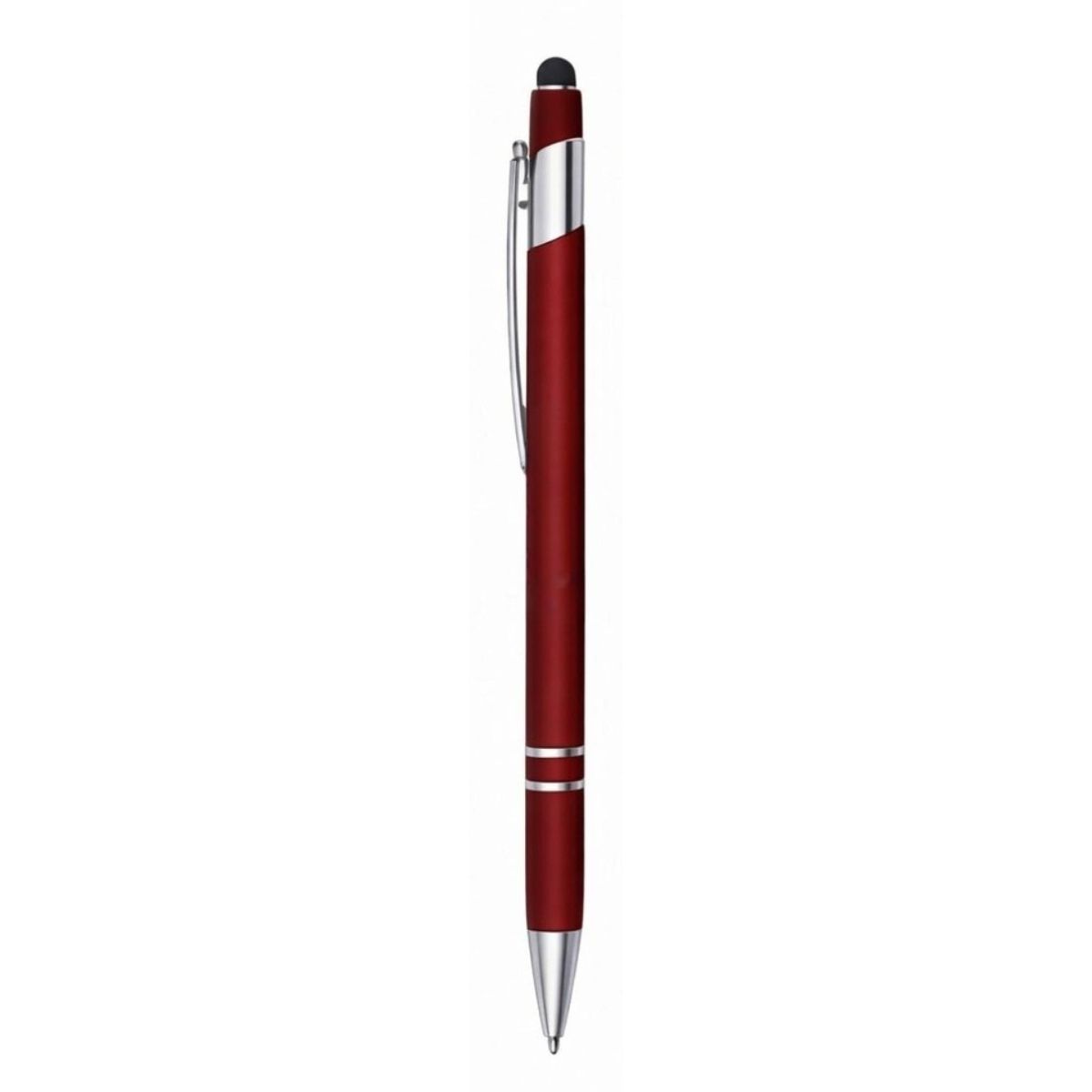 [VPS-10016-1-Red] Soft Rubber Finish Click Metal Ballpoint Stylus Pen (Red)