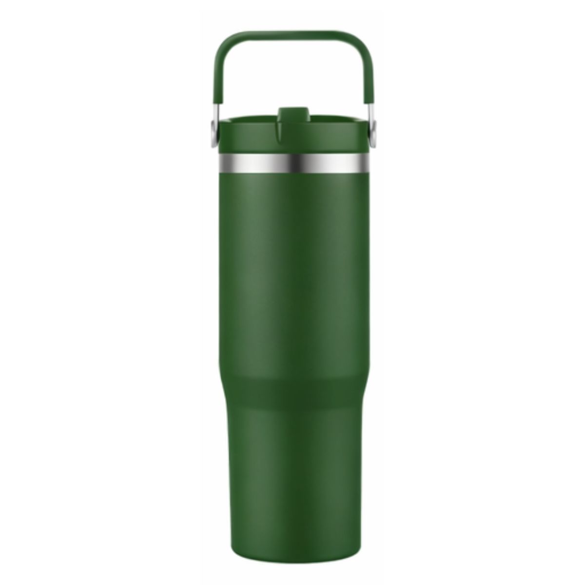 [LS-123AP-Green] 30oz Double Wall tumbler with carrier. Plastic inner, SS outer with powder coating (Green)