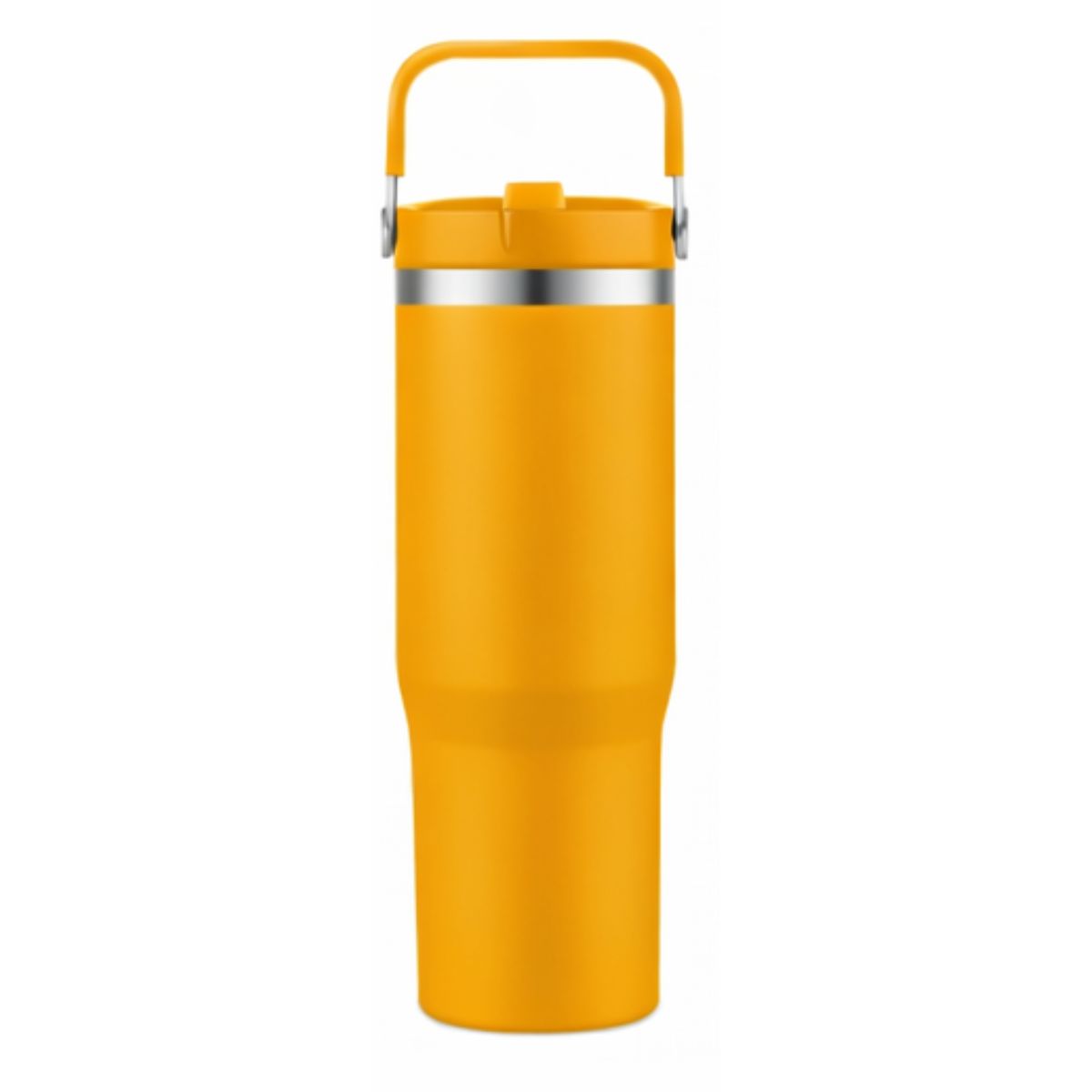 [LS-123AP-Yellow] 30oz Double Wall tumbler with carrier. Plastic inner, SS outer with powder coating (Yellow)