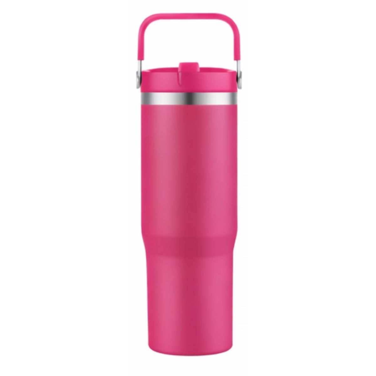 [LS-123AP-Magenta] 30oz Double Wall tumbler with carrier. Plastic inner, SS outer with powder coating (Magenta)