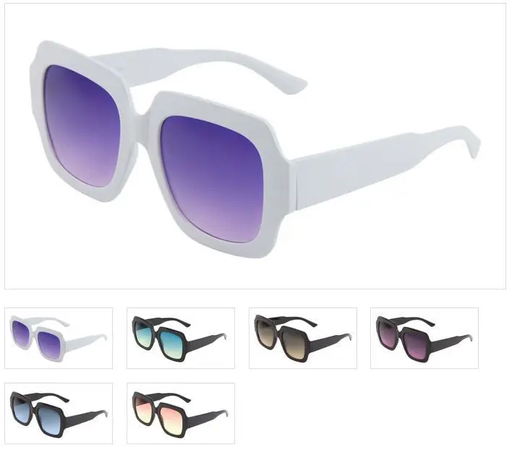 [FF-P6254-OC] Square Sunglasses with Oceanic Color Lens