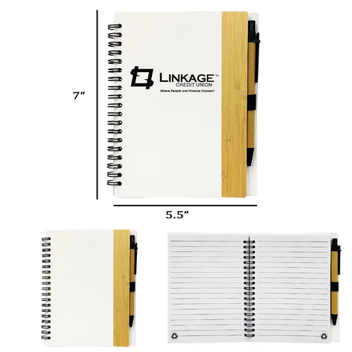 [JD-018] 5.5"*7" Spiral Notebook with Pen ï¿½ Eco-Friendly Set White Cover