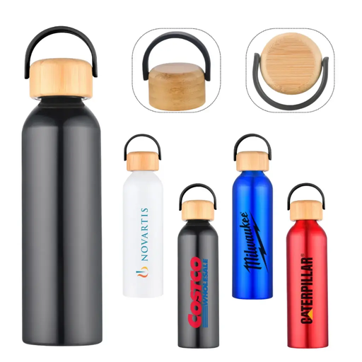 [LS-107] Nogales 24oz Recycled Aluminum Bottle w/ Bamboo Lid