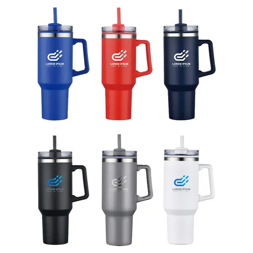 [LS-202AP] 40oz Double wall Insulated travel mug with handle and straw. PP liner, SS outer with painting